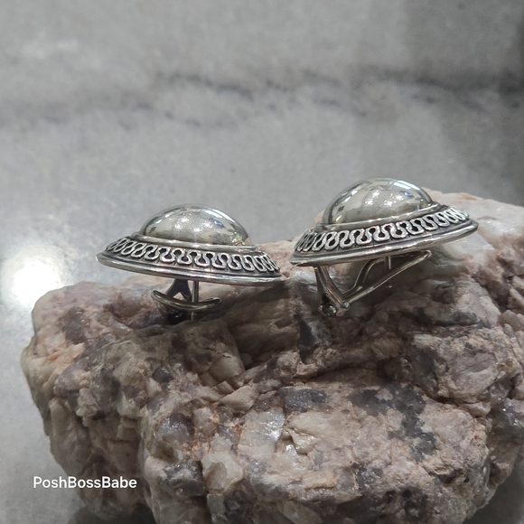 James Avery Sterling Silver 925 Dome Clip-On Earrings 1" Round Statement Studs - Picture 3 of 7